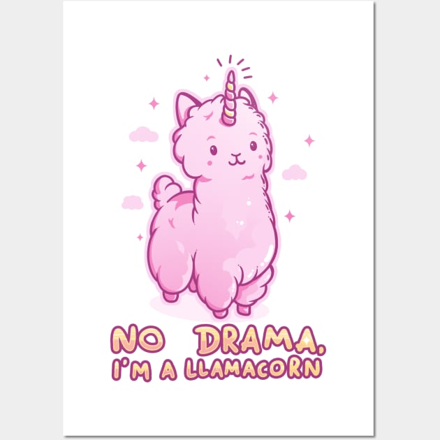 No Drama, I'm a Llamacorn - Cute Unicorn Llama Gift Wall Art by eduely